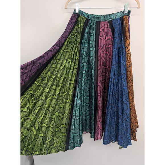NWT DELFI Collective Colorblock Snake Clara pleated midi Skirt Size XS #1D460 - Picture 6 of 8